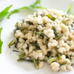 Orzotto (Barley Risotto) with Dandelion Greens and Mascarpone Cheese