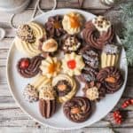 Plate of whipped shortbread christmas cookies